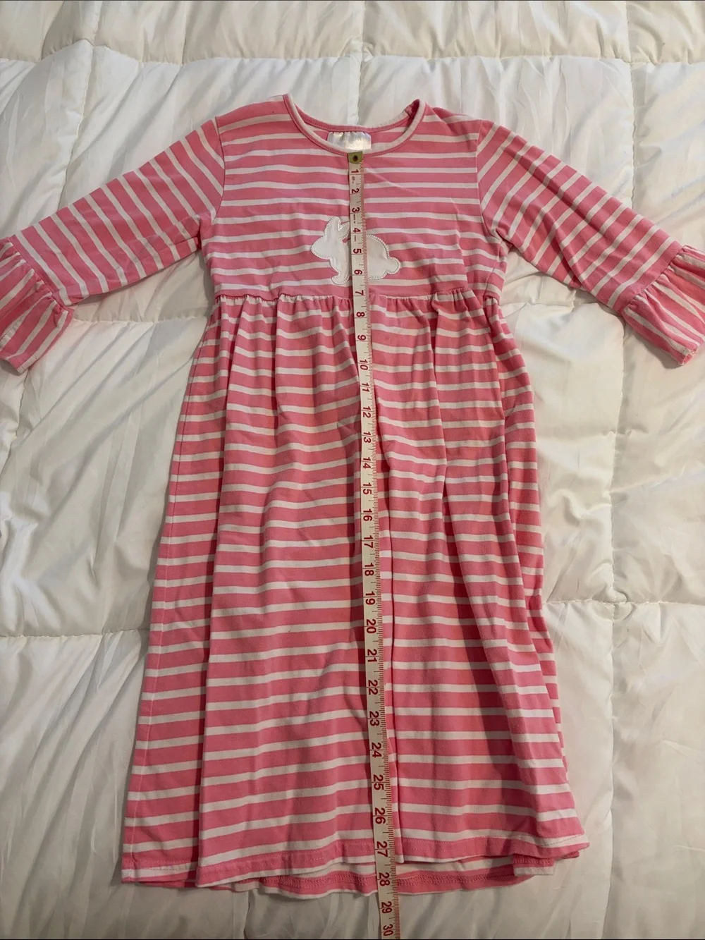 Southern Tots striped dress with Easter bunny appliqué- Size 8
